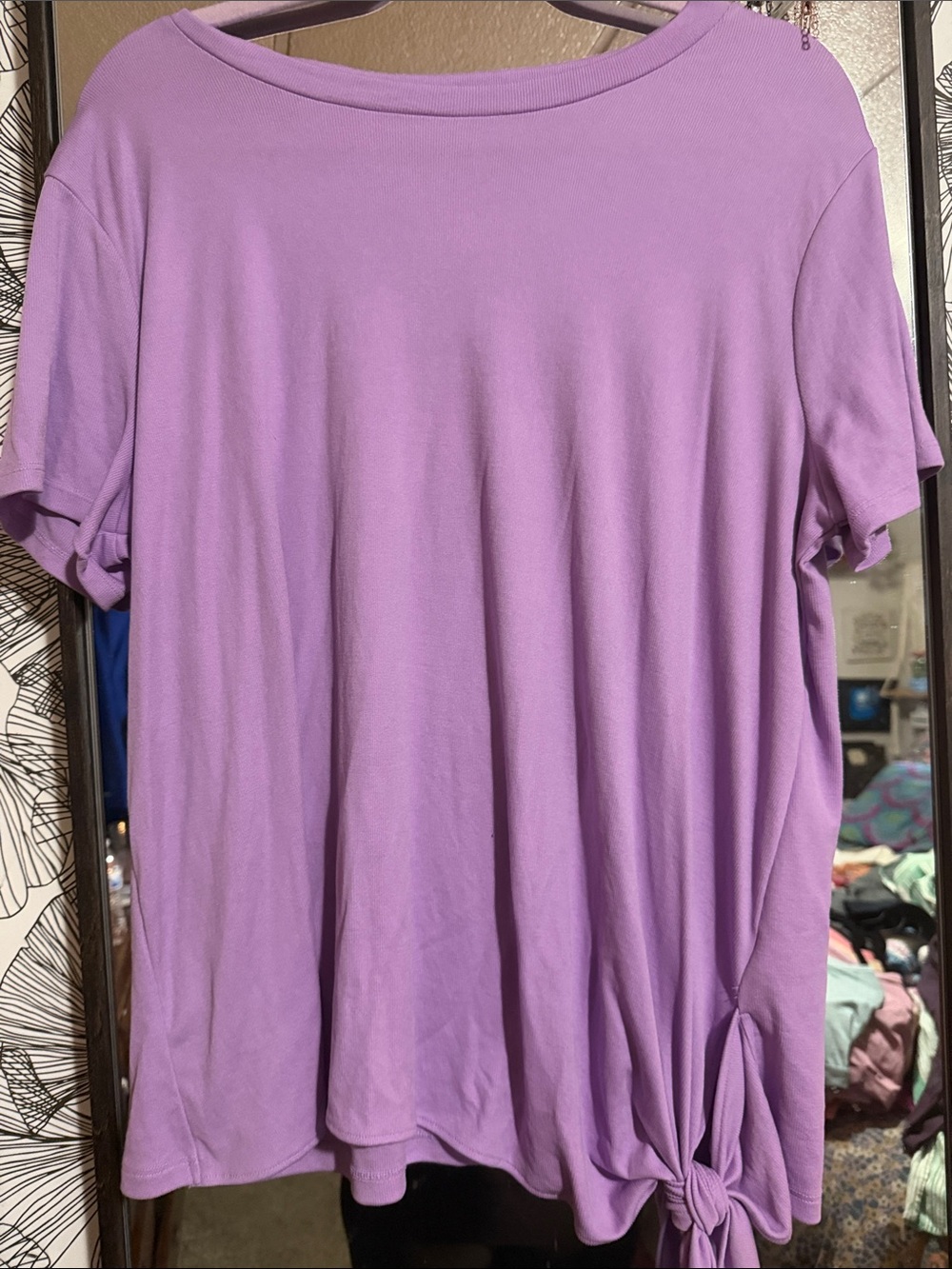 Simply Vera Vera Wang Lilac Short Sleeve Tie-Hem Top